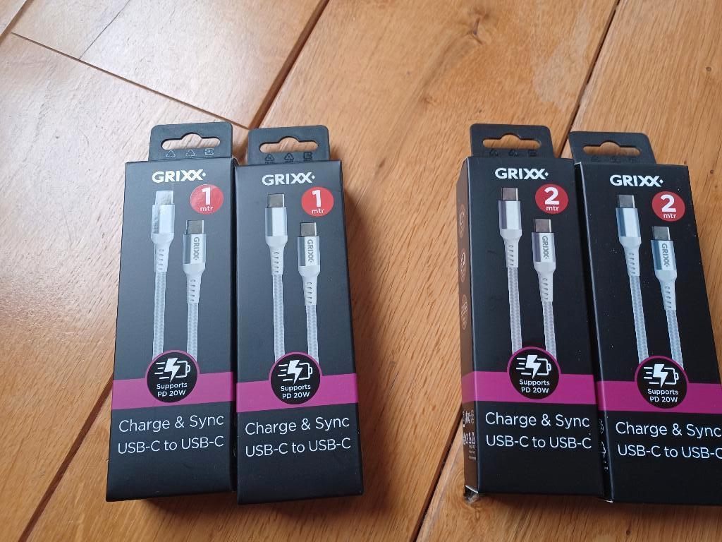 Grixx USB-C to USB-C white 1 en 2 meter / nieuw, Ophalen of Verzenden, Nieuw, Samsung