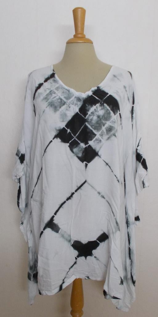 Leuke tie-dye grijs/zwart/wit print tuniek/top! XXL, Ophalen of Verzenden, Zo goed als nieuw, Maat 46/48 (XL) of groter, Wit
