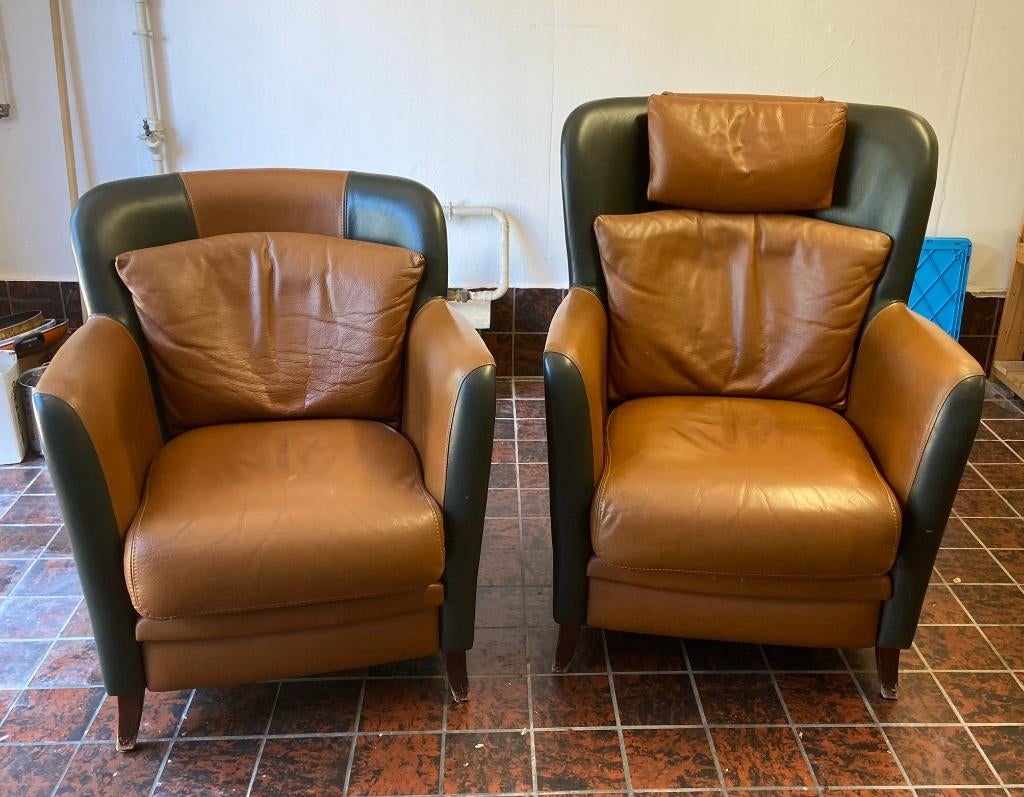 Mol en Geurts leren stoelen, Huis en Inrichting, Fauteuils, Ophalen, Gebruikt, Minder dan 75 cm, Leer