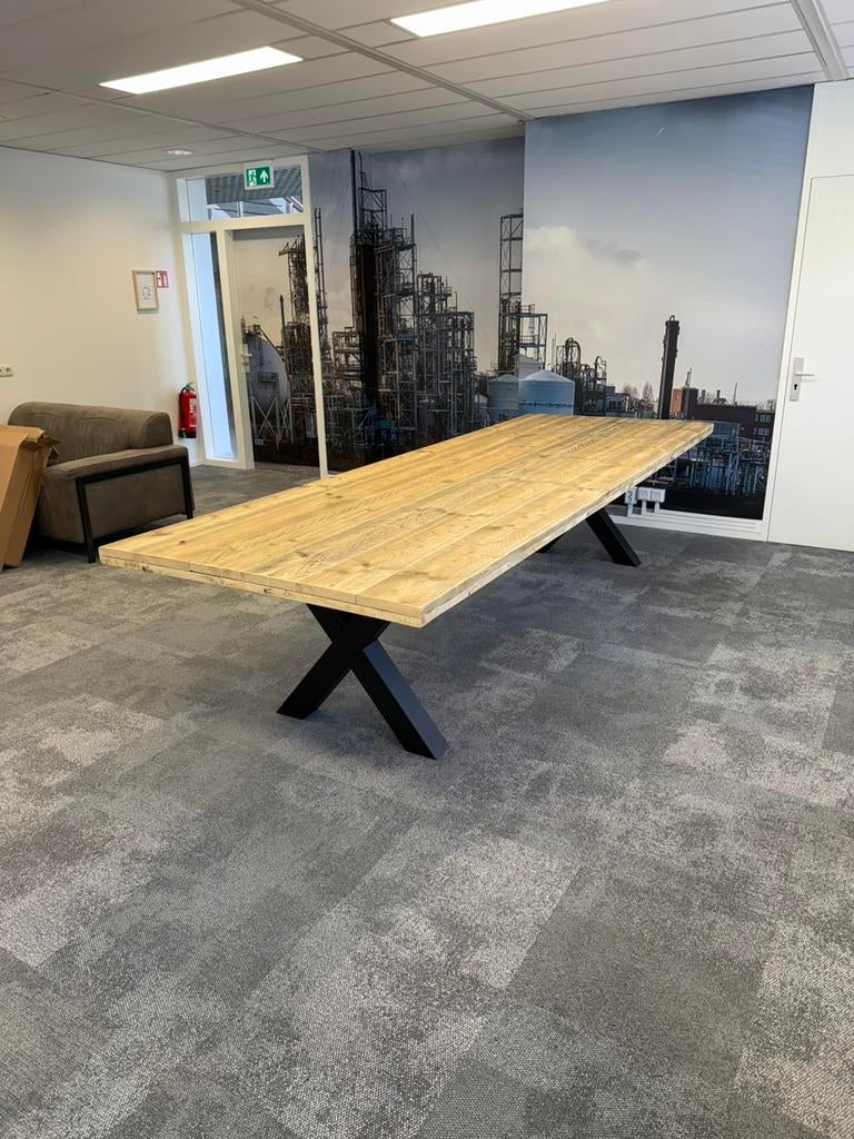 Industriële Steigerhout Eettafel Tafel Vergadertafel Bureau, 100 tot 150 cm, Nieuw, Rechthoekig, Teakhout