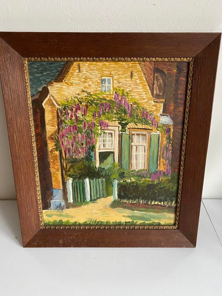 Het Kosterhuis in Vught - olie schilderij op hout, Antiek en Kunst, Kunst | Schilderijen | Klassiek, Ophalen of Verzenden