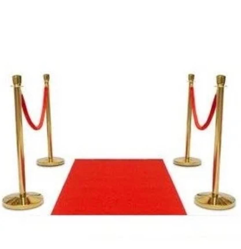Gouden afzetpalen met rode loper - 4 stuks, Ophalen of Verzenden, Nieuw