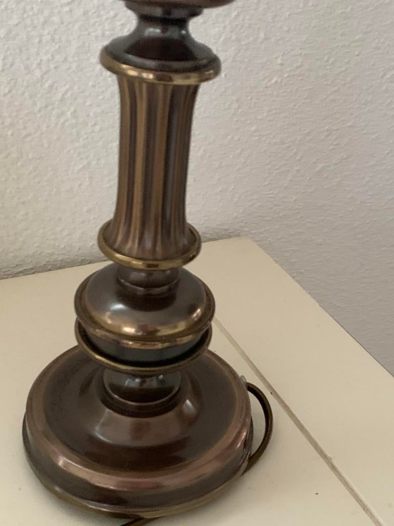 Zware (bronzen) tafellamp vintage lamp, Huis en Inrichting, Lampen | Tafellampen, Ophalen of Verzenden, Zo goed als nieuw, Metaal