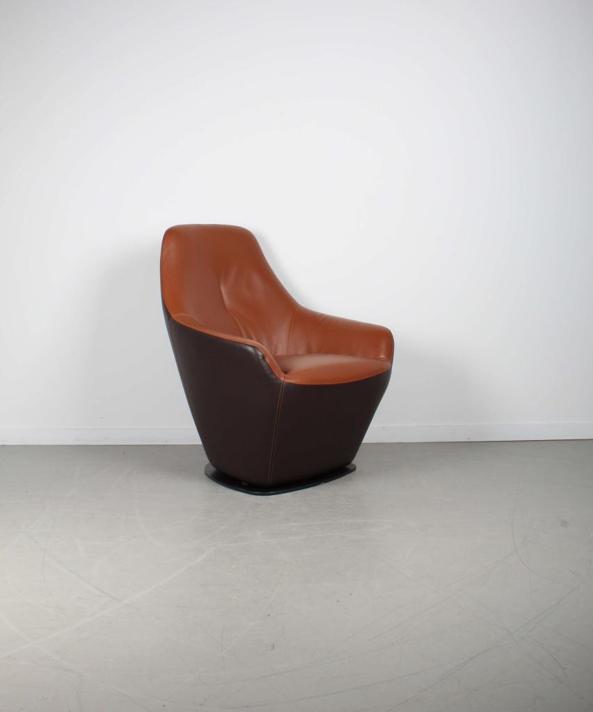 1x Leolux Cantate Fauteuil Cognac/Bruin – Leer, Niet ingevuld, Minder dan 75 cm, Niet ingevuld, Ophalen of Verzenden