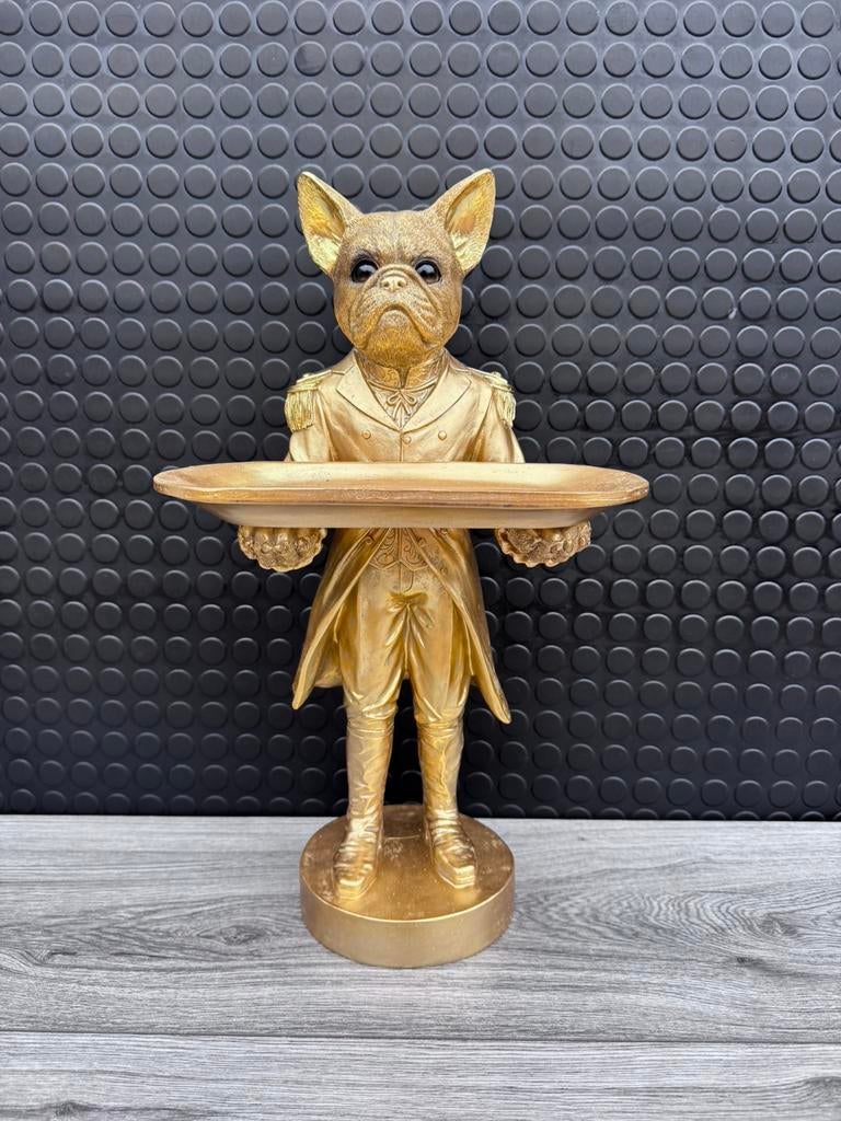 bulldog met dienblad 50hoog/Nieuw!, Verzamelen, Beelden en Beeldjes, Ophalen of Verzenden, Nieuw, Dier