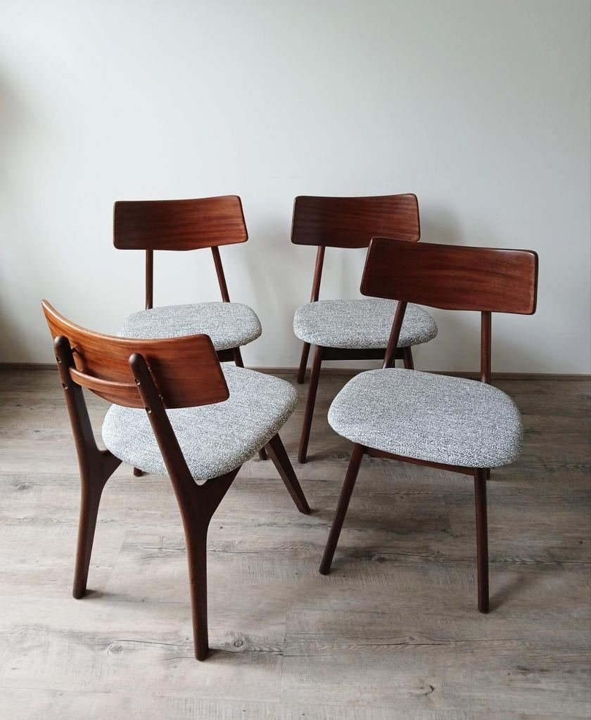 Set van 4 vintage eetkamerstoelen, Ophalen, Stof, Vier