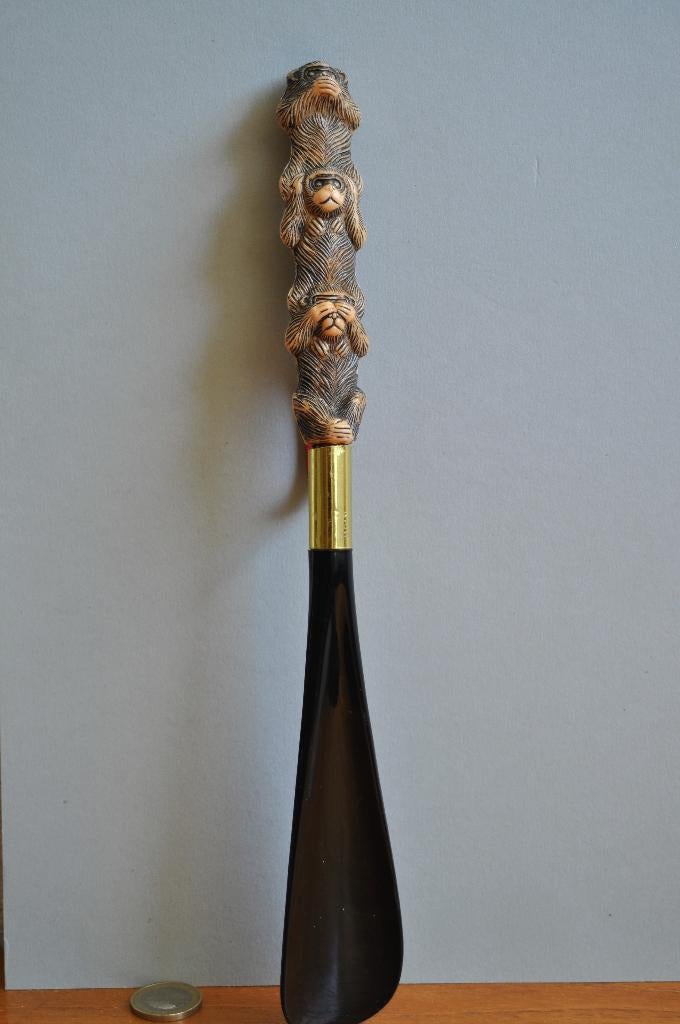 Vintage Schoenlepel Horen Zien Zwijgen Aap 30 cm, Verzamelen, Ophalen of Verzenden, Overige typen