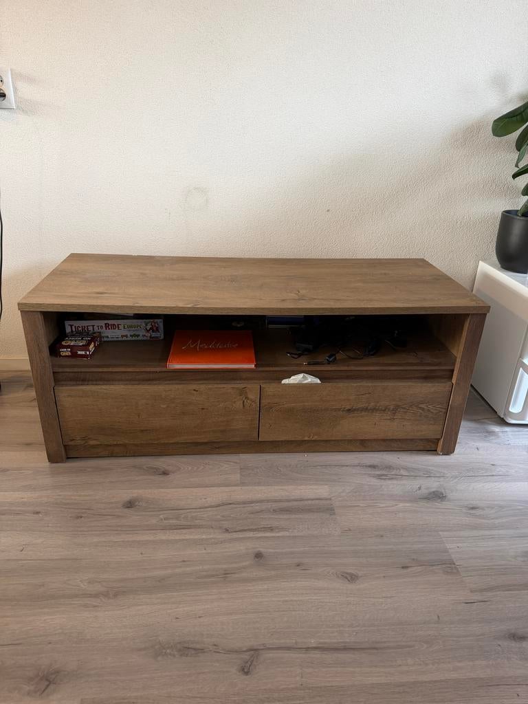 Tv meubel met 2 lades, Ophalen, Gebruikt, 100 tot 150 cm, Minder dan 100 cm