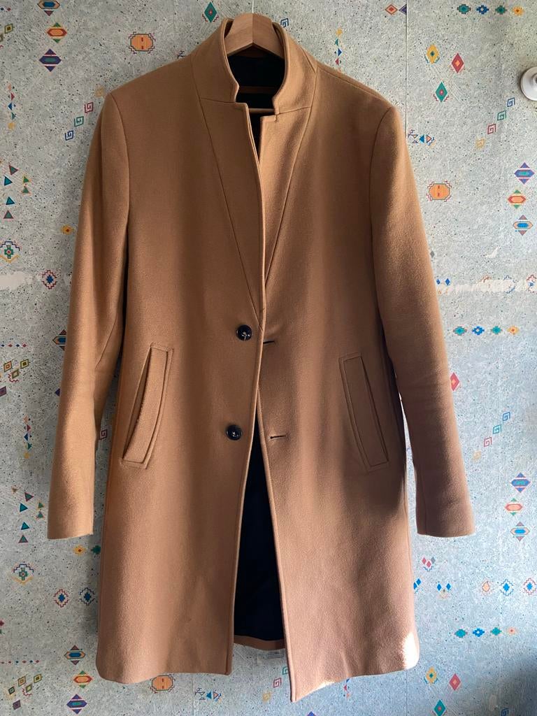 Zara lange mannen jas - Maat M, Kleding | Heren, Jassen | Winter, Ophalen of Verzenden, Gedragen, Maat 48/50 (M), Bruin