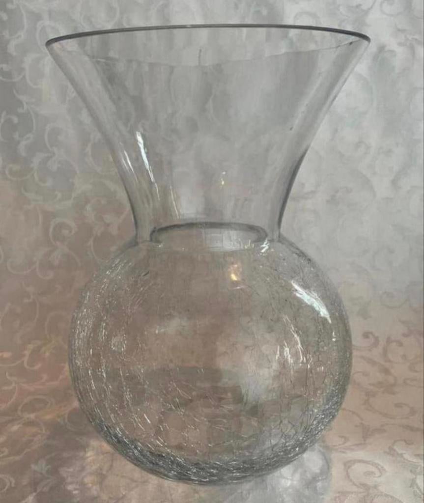 Prachtige sjieke craquelé vaas van 28,5 cm groot., Gebruikt, Overige kleuren, Ophalen of Verzenden, Glas