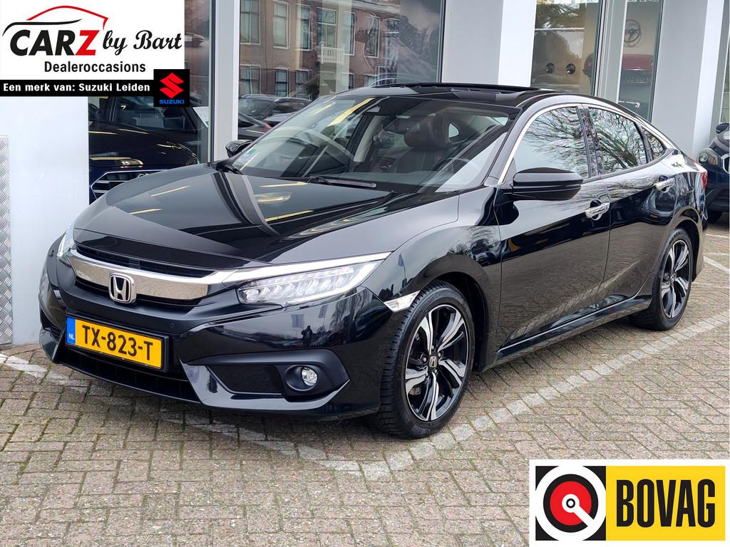 Honda Civic 1.5 i-VTEC EXECUTIVE AUTOMAAT Leder | Dodehoekse, Auto's, Honda, 4 cilinders, Met garantie (alle), Zwart, Leder