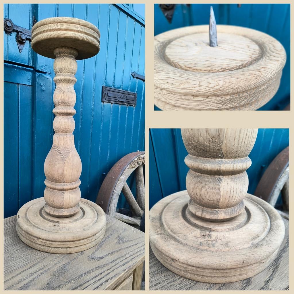 Kandelaar robuust eiken gezandstraald, Huis en Inrichting, Woonaccessoires | Kandelaars en Kaarsen, Muppets meubels, 25 tot 50 cm
