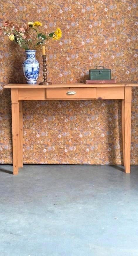 Grenen sidetable side table haltafel buro burootje, Huis en Inrichting, Tafels | Sidetables, Ophalen, Gebruikt, 100 tot 150 cm