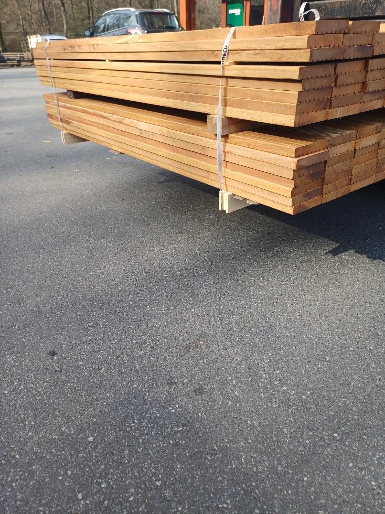 Geschaafde vlonderplank/dekdeel hardhout 28x145 nr. 657, Ophalen, Nieuw, Hout