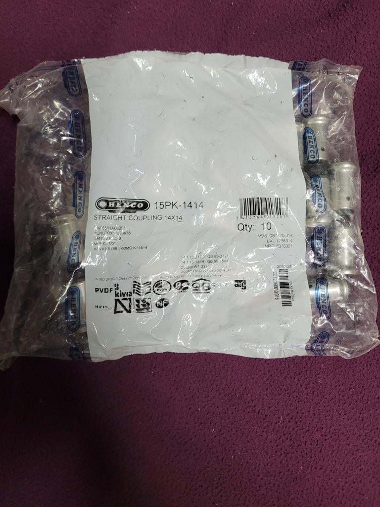 Henco rechte koppeling 14x14, 10 stuks, Ophalen of Verzenden