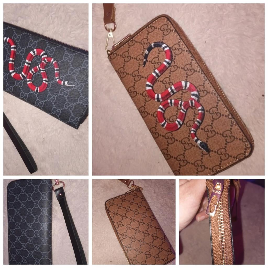 Leuke grote dames portemonee met slang, Sieraden, Tassen en Uiterlijk, Portemonnees, Ophalen of Verzenden, Nieuw, Zwart