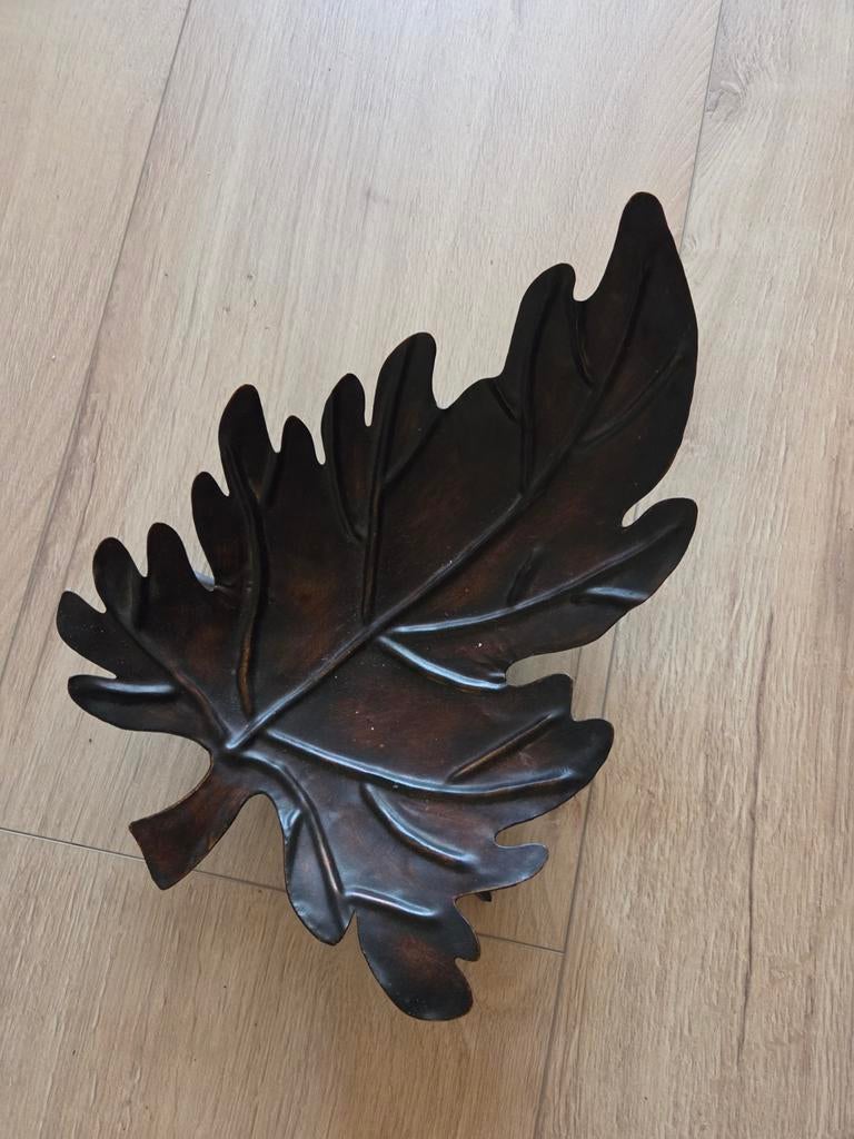 Decoratieve Bladschaal - Bruin Metaal, Ophalen of Verzenden