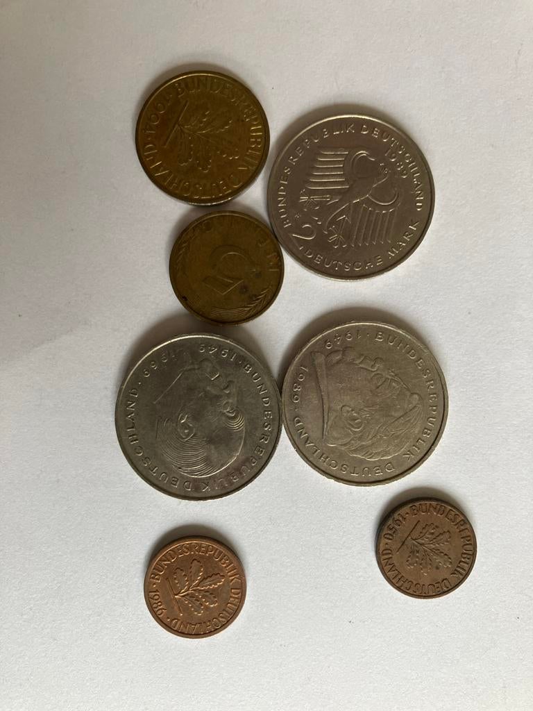 Duitse munten, 7 stuks, verschillende jaren, Ophalen of Verzenden, Duitsland, Setje