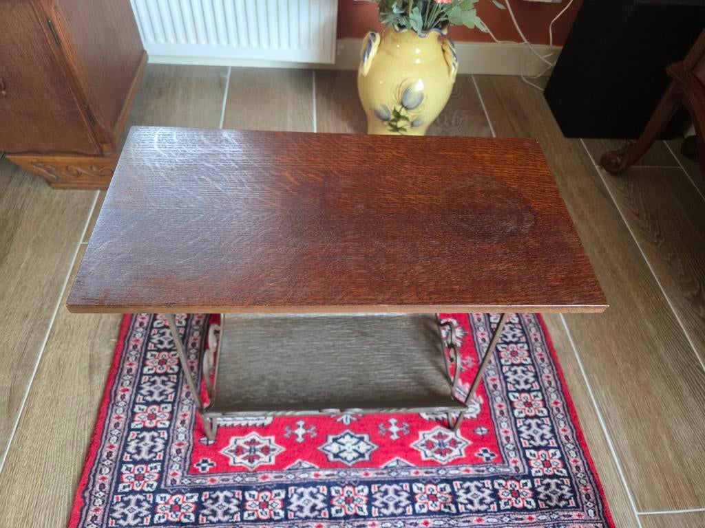 Vintage Lektuurbak / Bijzettafel met Houten Blad, Ophalen, Gebruikt