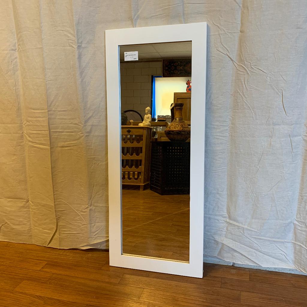 Spiegel - 110 x 45 cm - houten white wash lijst - TTM Wonen, TTM Wonen, Meubels – (Perzische) Tapijten en Woonaccessoires, Minder dan 50 cm