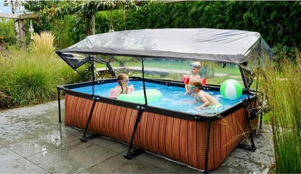 Zwembad wood met Hot Splash warmtepomp en overkapping, Ophalen, Gebruikt, 200 tot 300 cm, 80 tot 120 cm