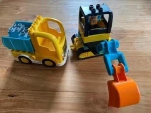 Kiepwagen en graafmachine- Duplo, Kinderen en Baby's, Speelgoed | Duplo en Lego, Ophalen of Verzenden, Zo goed als nieuw, Duplo