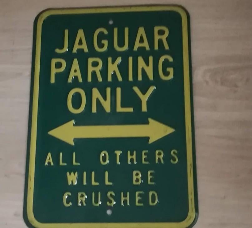 Vintage Jaguar Parking Only Reclamebord, Ophalen of Verzenden, Gebruikt, Reclamebord