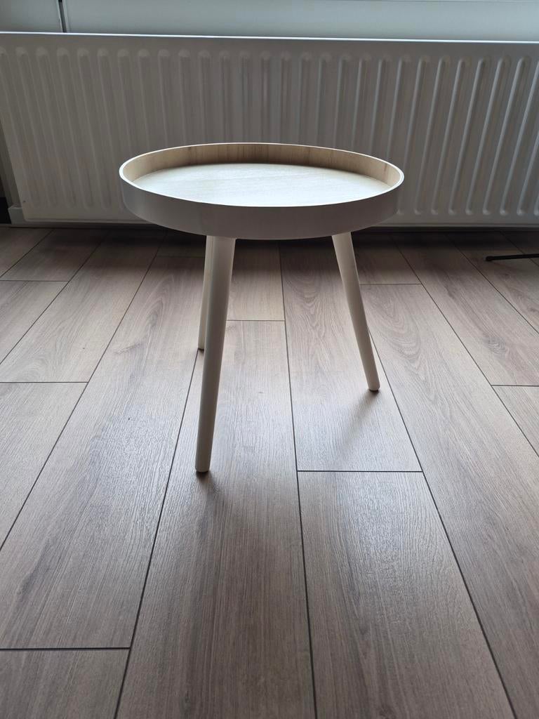 Wit bijzettafeltje, hout, Ophalen, Minder dan 45 cm, Minder dan 55 cm, Rond