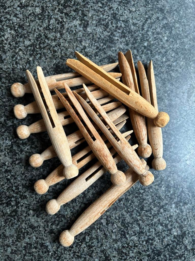 Vintage houten wasknijpers - set van 13, Ophalen of Verzenden, Gebruikt