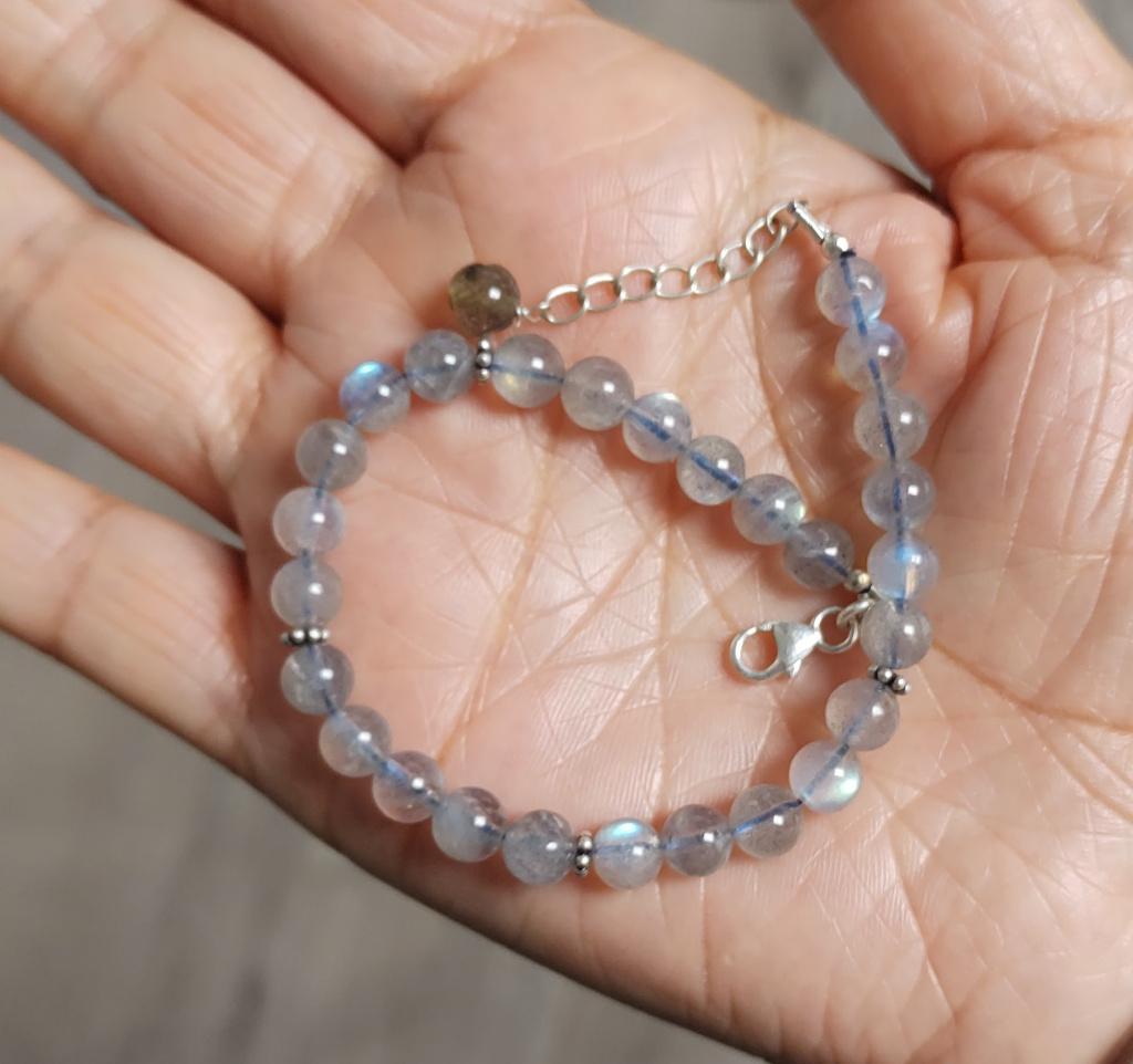 925 zilveren armband met natuurlijke Labradoriet steen, O.T., Nieuw, Ophalen of Verzenden, Orientaltemptation@hotmail.com