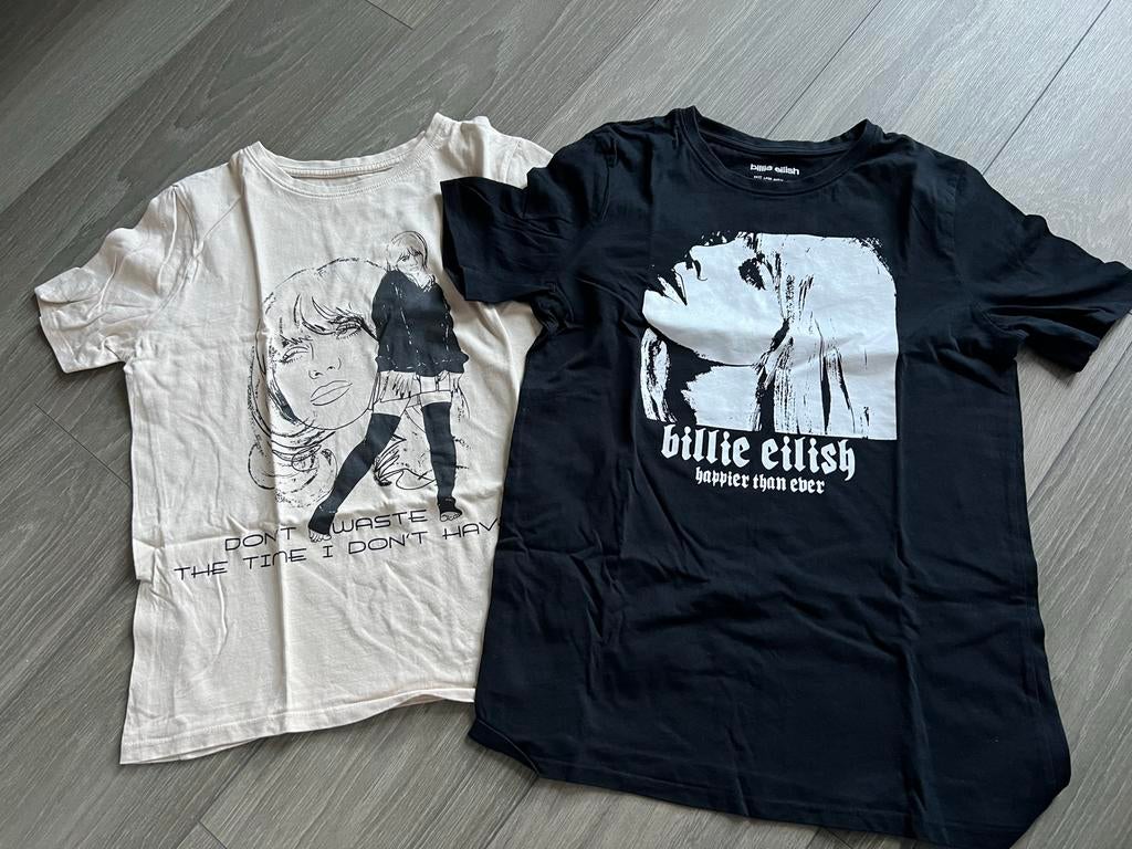 Twee Billie Eilish T-shirts, maat 12-13 jaar, Ophalen of Verzenden, Gebruikt, Jongen of Meisje