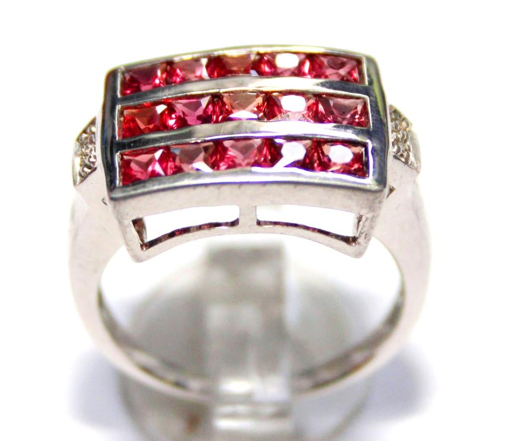 Schitterende Sterling Zilver Granaten & Diamanten Ring, Sieraden, Tassen en Uiterlijk, Antieke sieraden, Ophalen of Verzenden