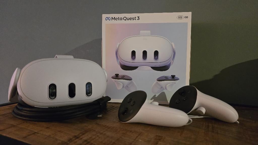 Meta Quest 3 512GB + Link Cable | weinig gebruikt, Ophalen of Verzenden, Zo goed als nieuw, VR-bril, Overige platformen