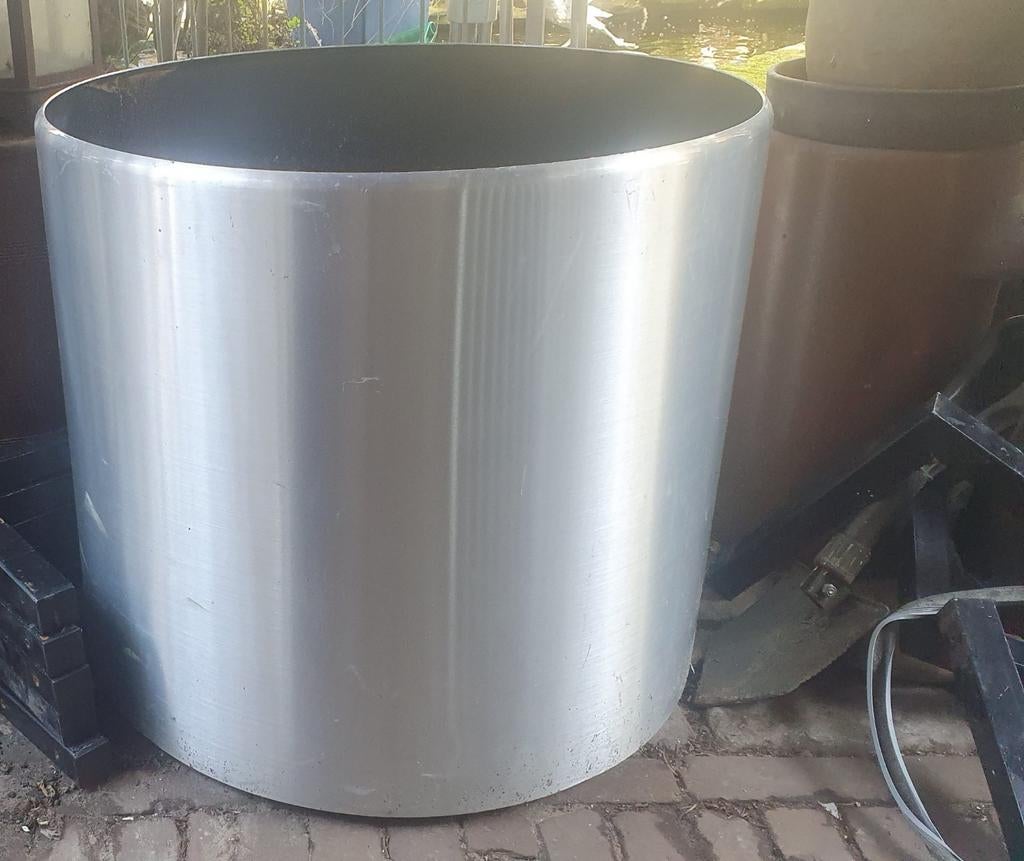 Grote ronde RVS plantenbak met wielen, Tuin en Terras, Ophalen