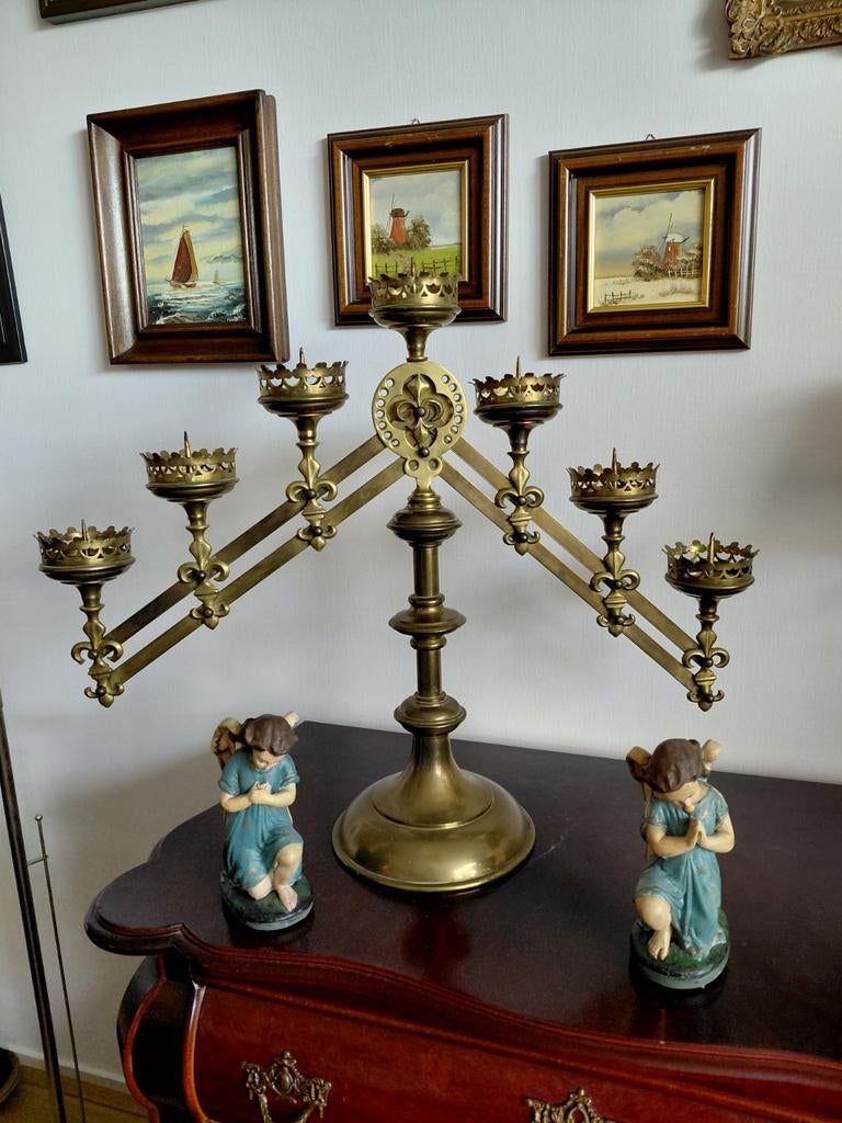 Kandelaar messing, Antiek en Kunst, Ophalen of Verzenden, Koper of Brons