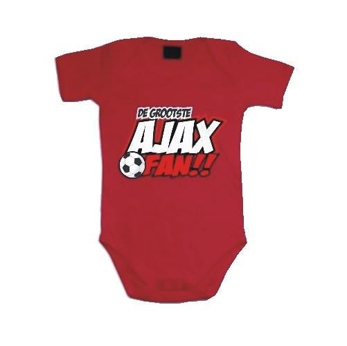 Baby romper tekst "De grootste Ajax fan ", Maat XS of kleiner, Ophalen of Verzenden, Nieuw, Shirt