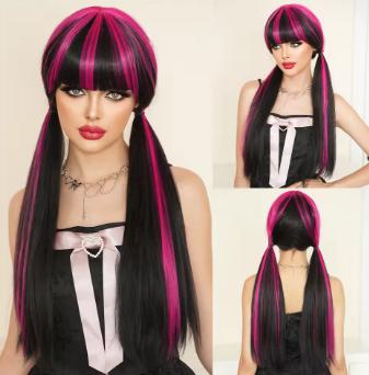 Vampire cosplay pruik zwart rood met synthetisch haar, Ophalen of Verzenden, Nieuw