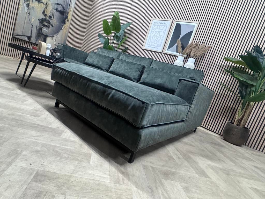 ZGAN Hippe Velvet Velours Hoekbank - Groen - 295 x 205, 250 tot 300 cm, -, -, Hoekbank