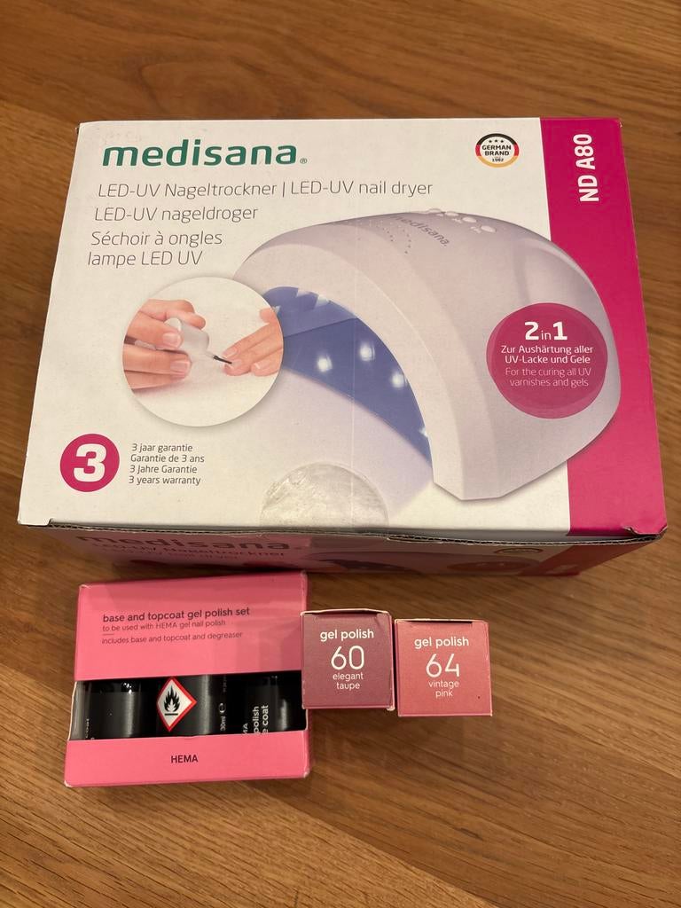 Gelnagel startersset met UV lamp en Hema kleuren, Ophalen of Verzenden, Zo goed als nieuw, Toebehoren, Handen en Nagels