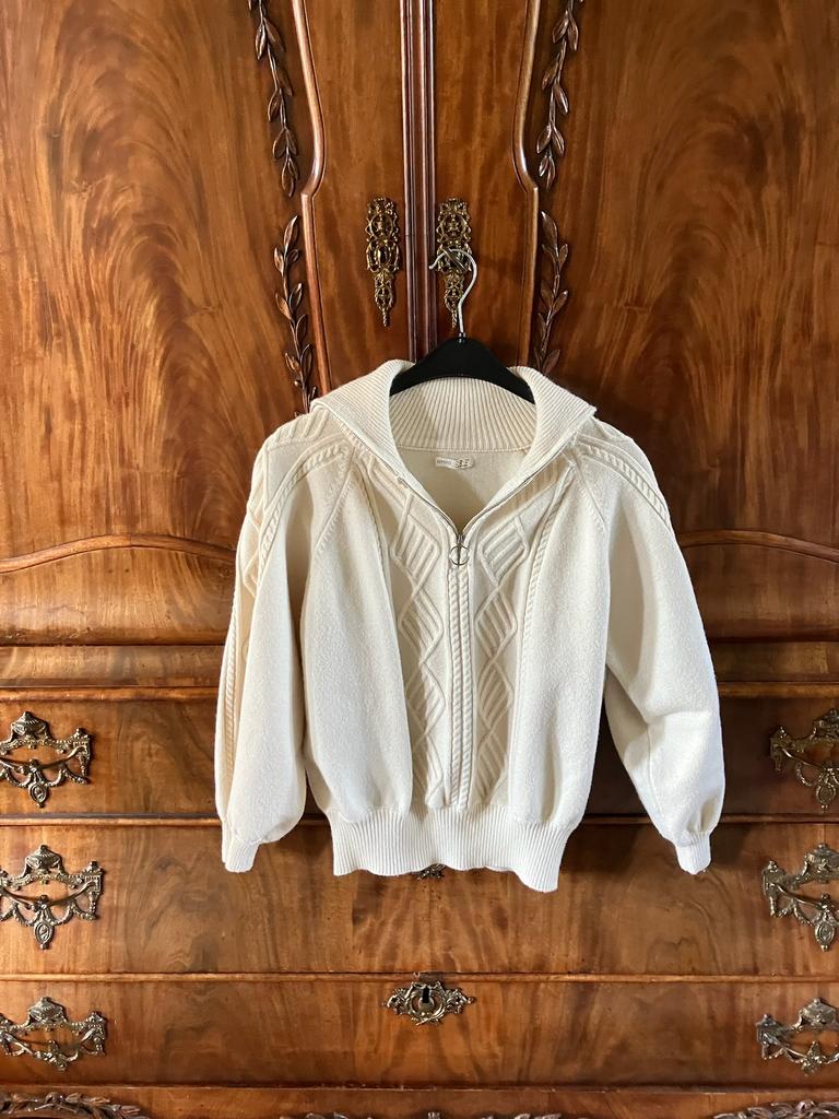Crème trui met rits maat M, Ophalen of Verzenden, Zo goed als nieuw, Maat 38/40 (M), Beige