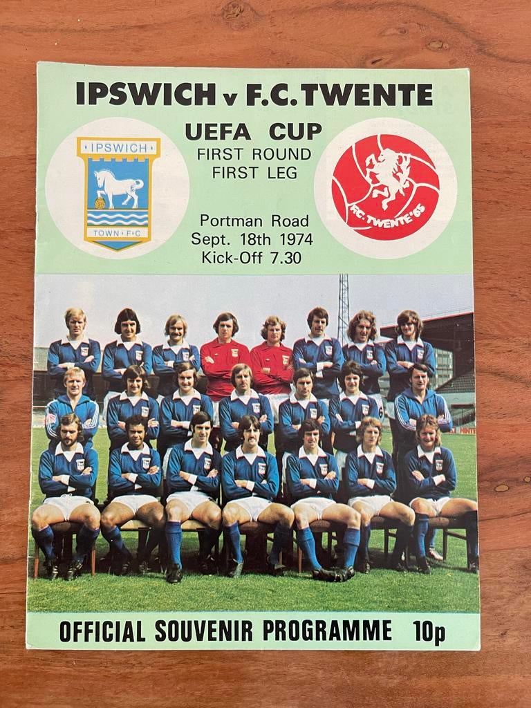 Ipswich town v F.C. Twente UEFA Cup 1974 programma boekje, Ophalen of Verzenden, Gebruikt, F.C. Twente, Boek of Tijdschrift