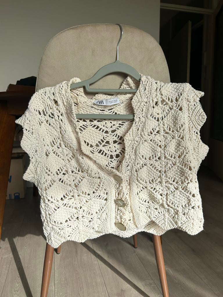 Zara gehaakt vestje - Crème, Ophalen of Verzenden, Zo goed als nieuw, Maat 36 (S), Beige