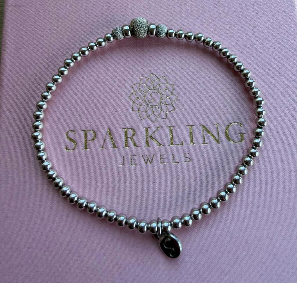 Sparkling Jewels Armband - Zilverkleurig met Glitters, Nieuw, Ophalen of Verzenden, Met bedels of kralen, Zilver