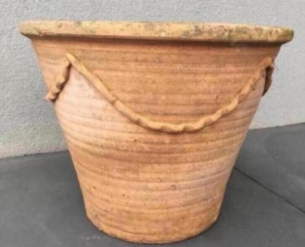 Prachtige oude Toscaanse terracotta bloempot vaas guirlandes, Tuin en Terras, Bloempotten, Gebruikt, 40 cm of meer, Rond, Ophalen of Verzenden