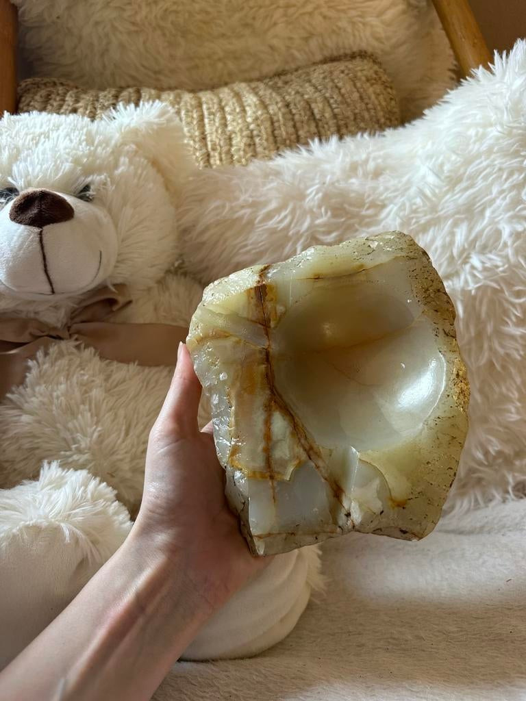 Onyx asbak, handgemaakt in Italië, vintage - zware kwaliteit, Ophalen of Verzenden, Zo goed als nieuw, Asbak