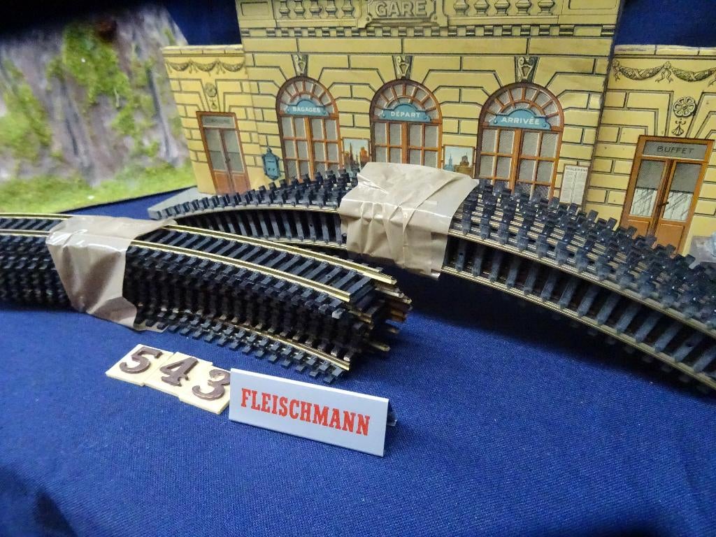 543=Fleischman rails en wissels met messing profiel.303, Gebruikt, Gelijkstroom, Fleischmann, Rails