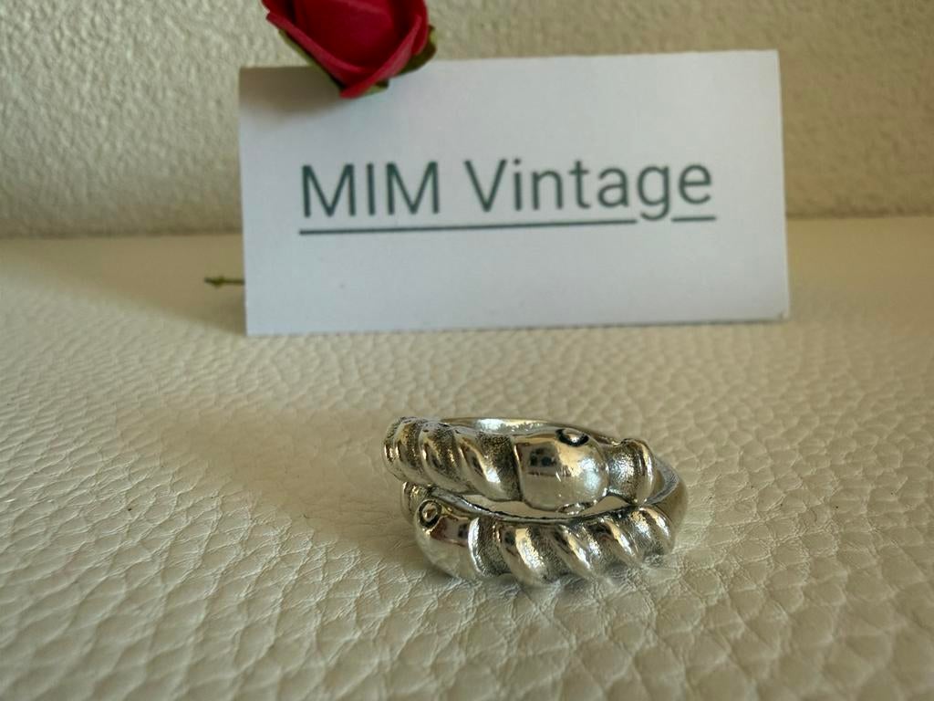 H152/Zilveren Dansk Smykker Slang ring Denemarken, Gebruikt, Verzenden, X, Dame