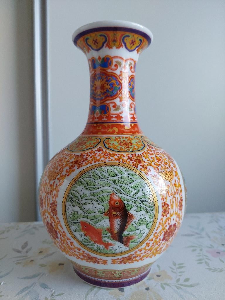 Keramische Vaas "Vissen" in Nian Nion Jij Yu stijl (NIEUW), Overige kleuren, Aardewerk of Porselein, Nieuw, Ophalen of Verzenden