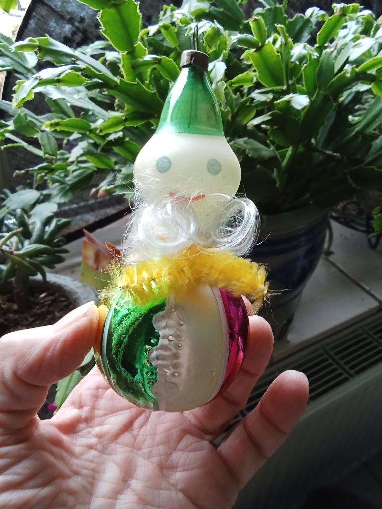 prachtige oude kerstbal grotere maat clown groene hoed, Ophalen of Verzenden, Gebruikt