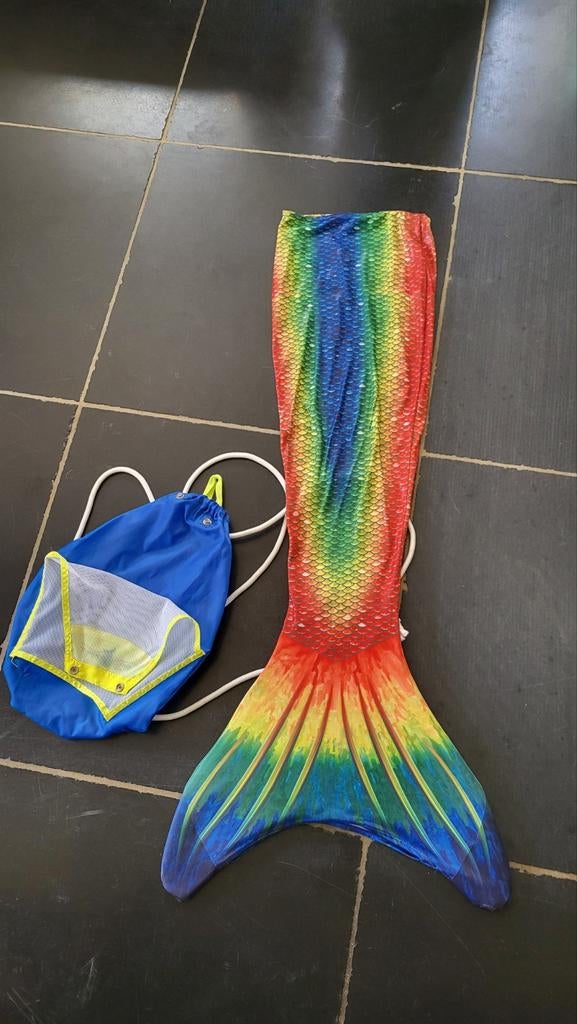 Zeemeerminstaart met monovin en handige tas - Regenboog, Ophalen of Verzenden, One size, Jongen of Meisje, Zwem-accessoire
